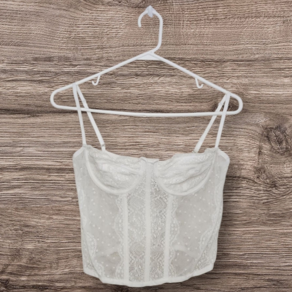 Women's Hunter & Brown White Lace Corset Sz Large